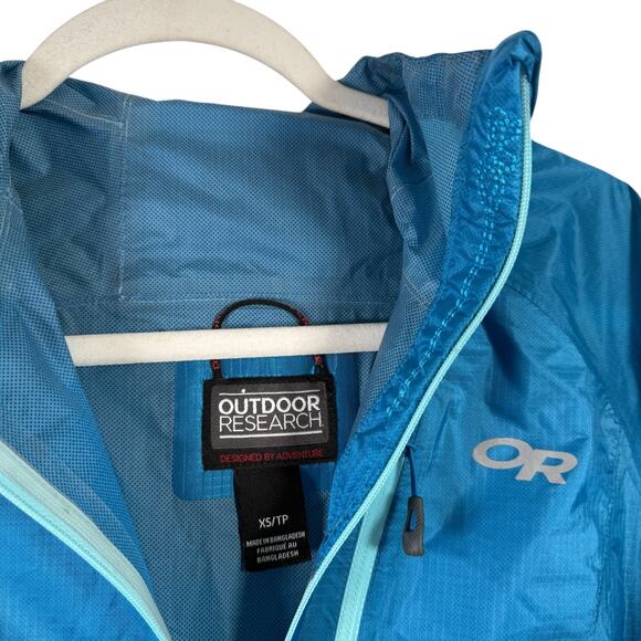Outdoor Research Helium II Jacket Rain Outdoor Full Zip Blue Outdoor Womens XS - Picture 3 of 5